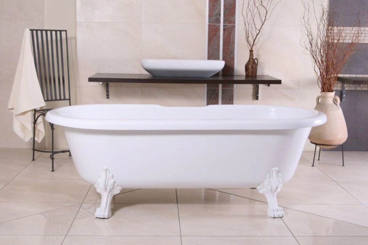 Freestanding luxury bathtub Art Nouveau Milano white/white - Baroque bathroom bathtub freestanding