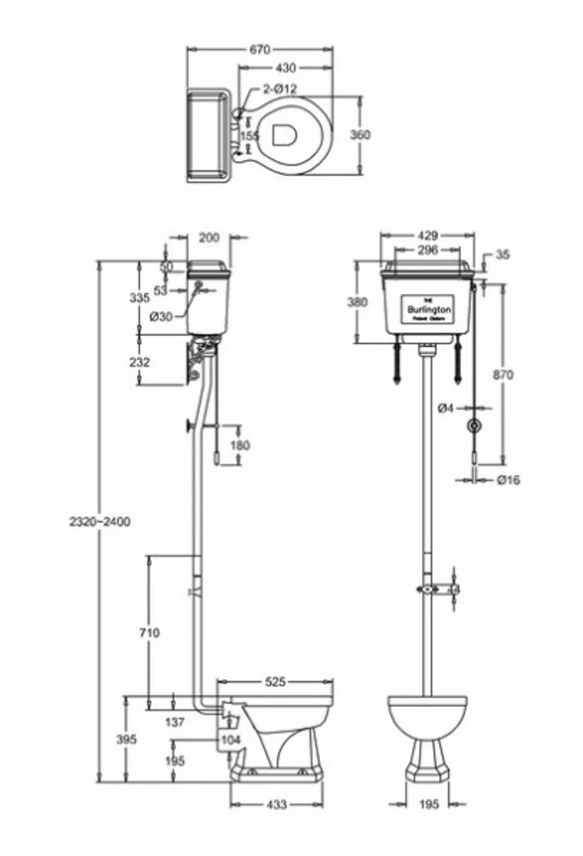 Luxury Art Nouveau toilet white / white high-hanging with aluminum cistern painted white - baroque style antique style