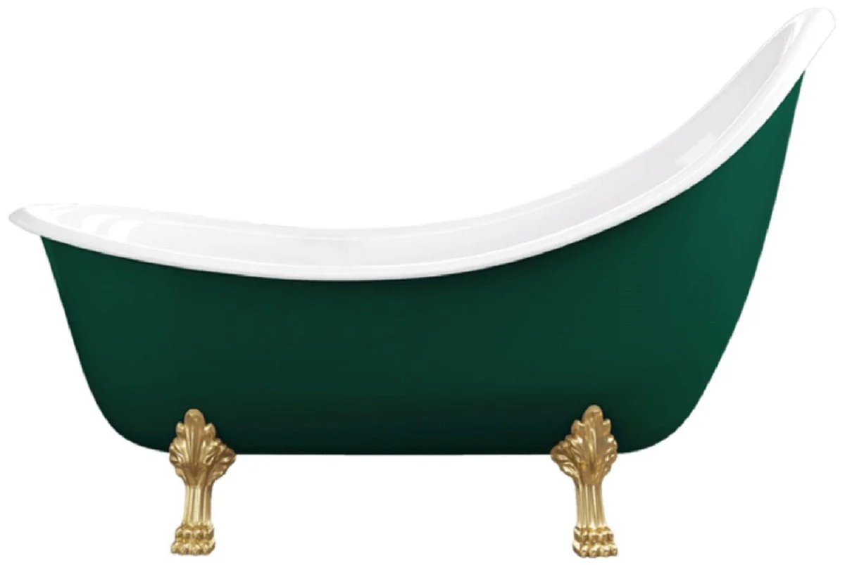 Art Nouveau bathtub dark green / white / gold 180 cm - freestanding retro style bathtub
