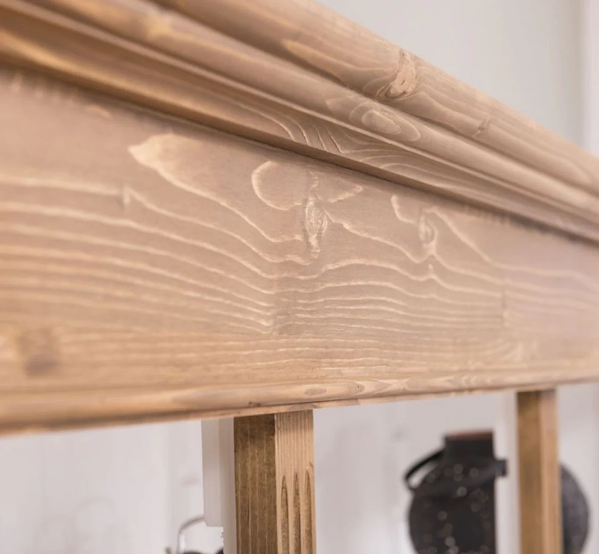 Country house style shelf cabinet light brown / white 180 x 39 x H. 197 cm - solid wood cabinet - bookcase - living room cabinet - office cabinet - country house style furniture