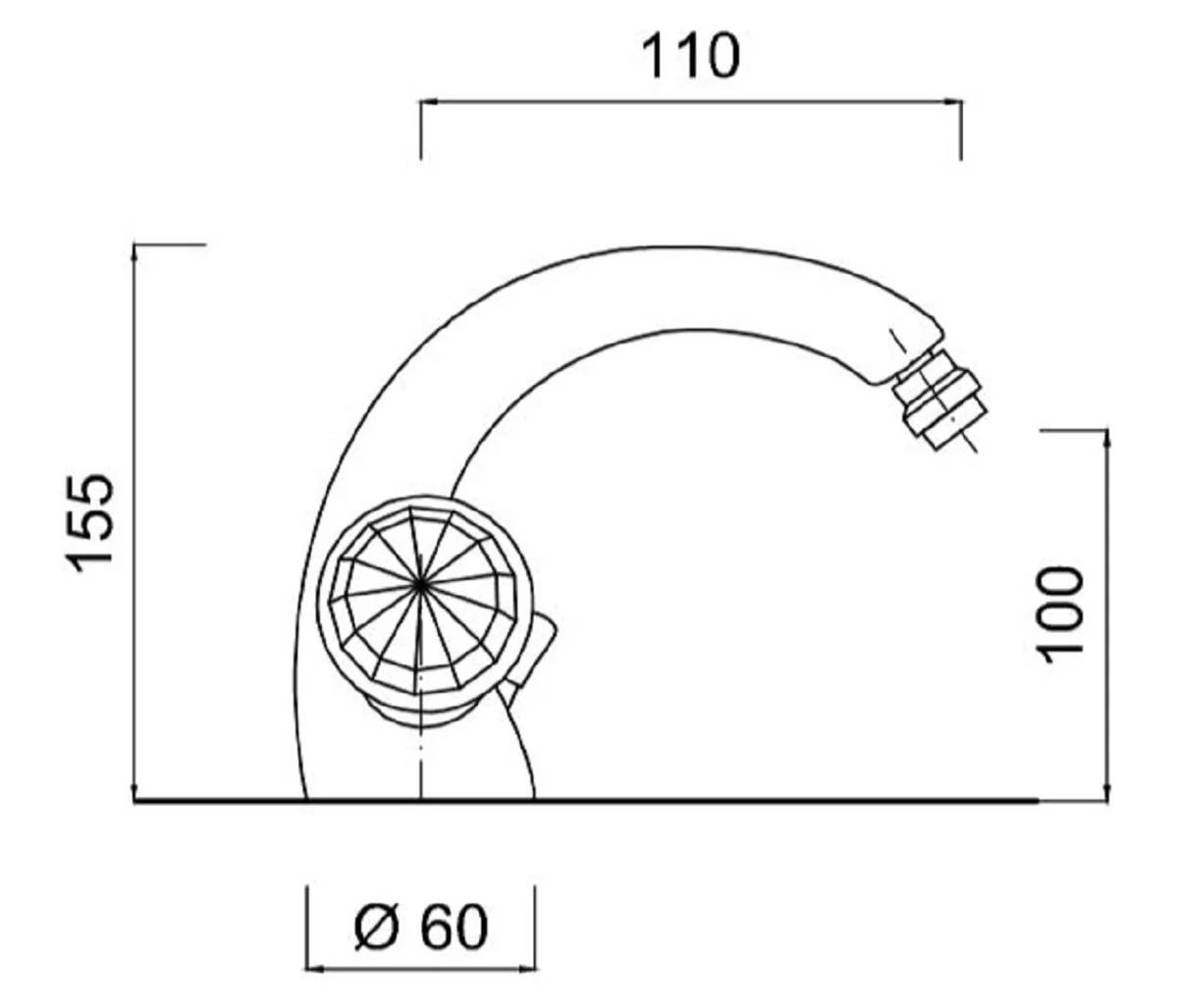 Luxury Art Nouveau faucet with Swarovski crystal glass silver H. 15.5 cm - Retro washbasin faucet - Single hole mixer - First class quality - Made in Italy