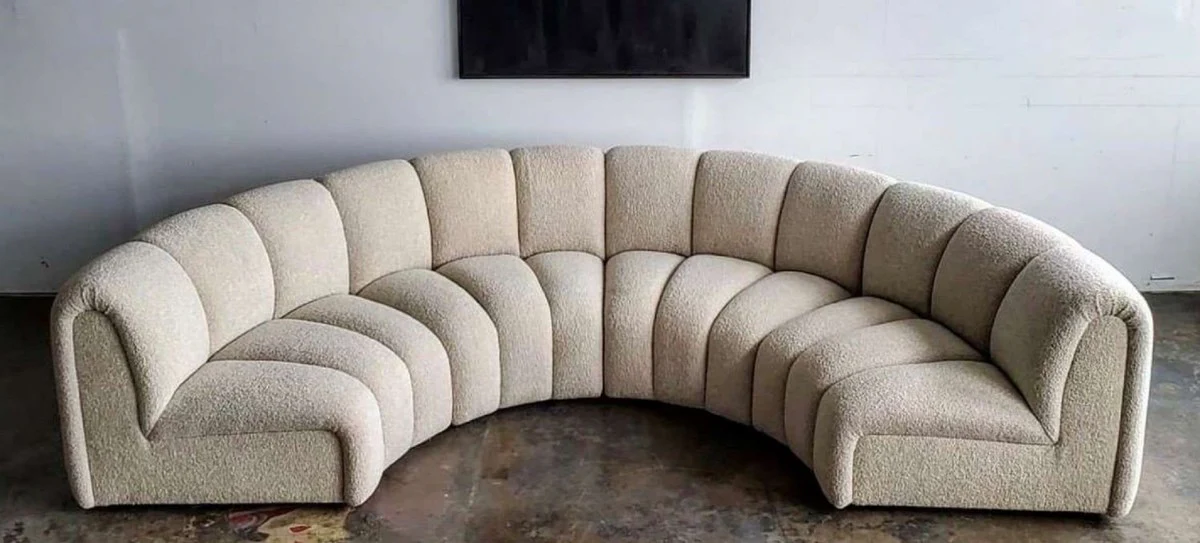 Luxury sofa beige 330 x 170 x H. 76 cm - Curved living room sofa - Semicircular sofa - Living room furniture - Hotel furniture - Luxury furniture - Luxury furnishings - Living room furnishings