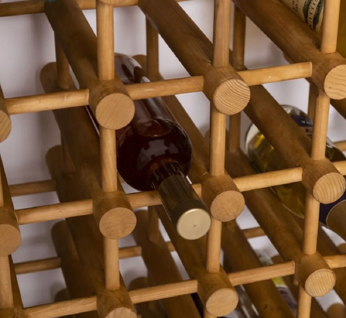 Country house style solid wood wine cabinet black / natural colors 68 x 35 x H. 200 cm - Solid wood wine rack in country house style - Solid wood bar furniture - Country house style bar furniture