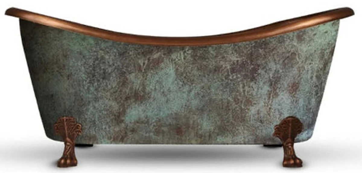 Luxury Art Nouveau copper bathtub antique mint green / copper 170 x 72 x H. 71 cm - Freestanding retro bathtub - Rustic copper bathroom furniture