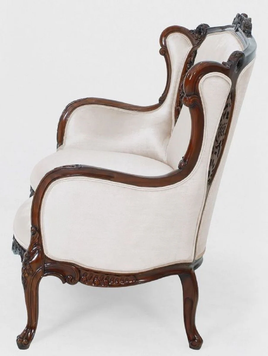 Luxury Baroque Sofa White / Brown - Magnificent Living Room Sofa in Baroque Style - Baroque Living Room & Hotel Furniture - Noble & Magnificent