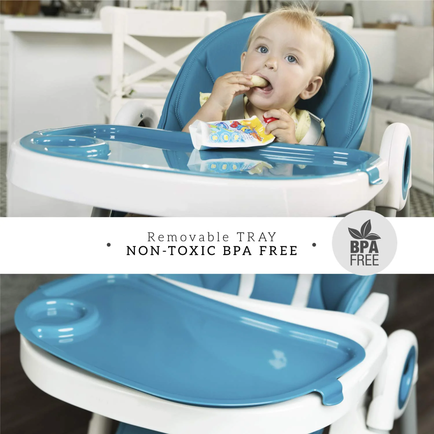 Hochstühle für Babys und Kleinkinder – Dunkelgrauer Silla para Comer de Bebe – Babyhochstuhl in 7 verschiedenen Höhen verstellbar