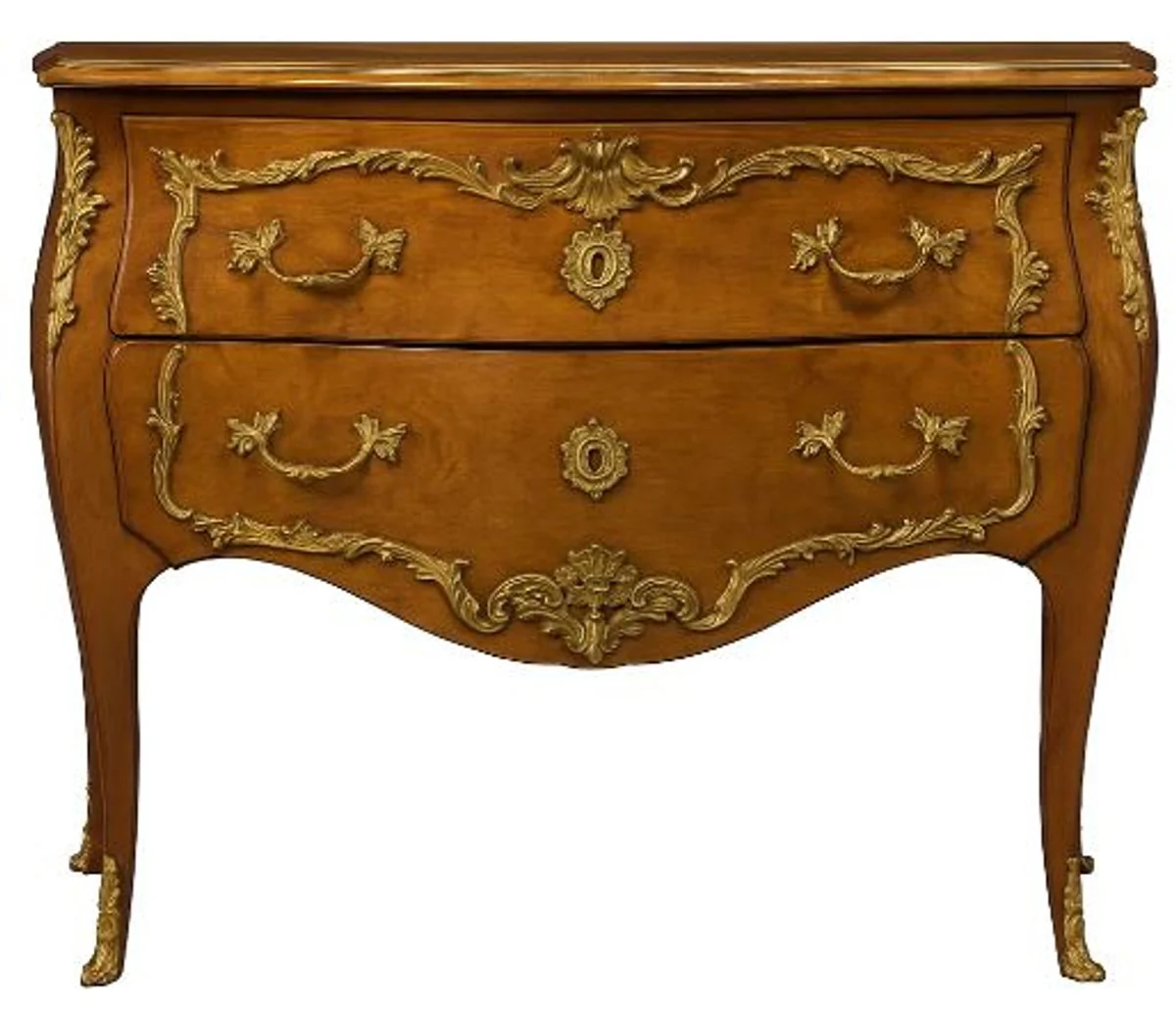 Baroque chest of drawers with 2 drawers antique brown / brass - handmade solid wood chest of drawers in baroque style - handmade baroque furniture - noble & magnificent