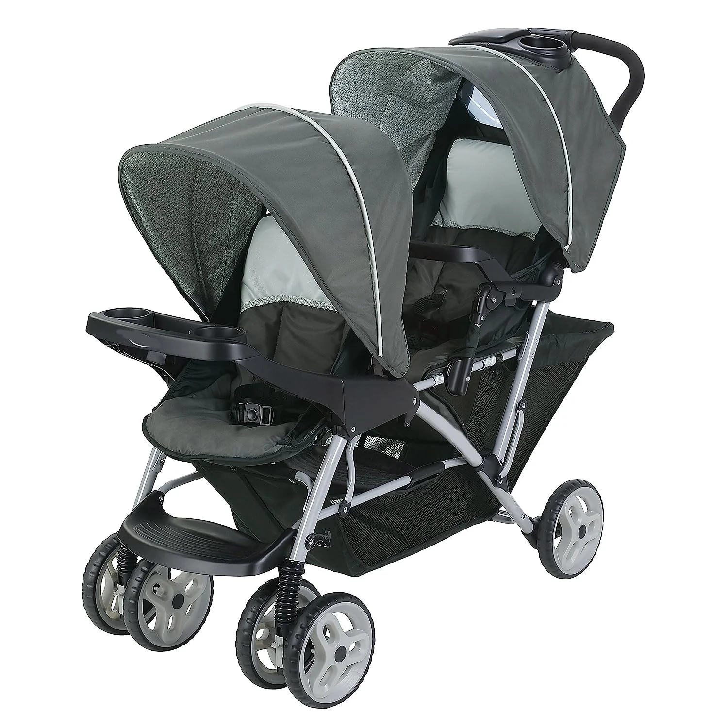 Double Stroller | Leichter Doppelkinderwagen mit Tandemsitzen, Glacier