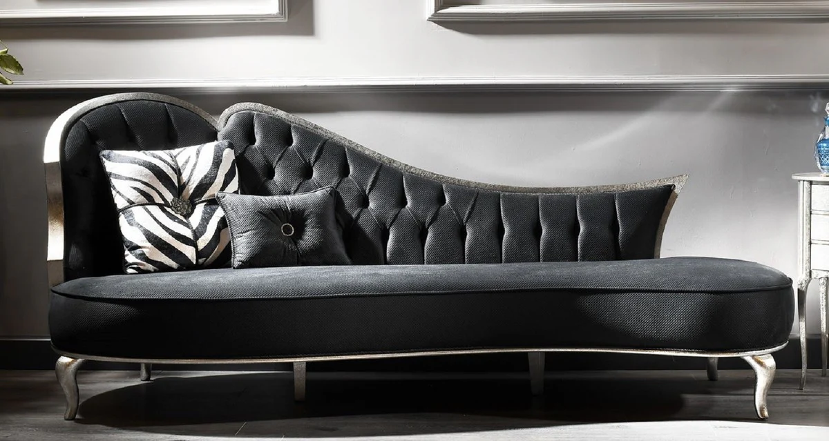 Luxury Baroque Sofa Gray / Antique Silver - Handmade Living Room Sofa in Baroque Style - Noble Baroque Living Room Furniture