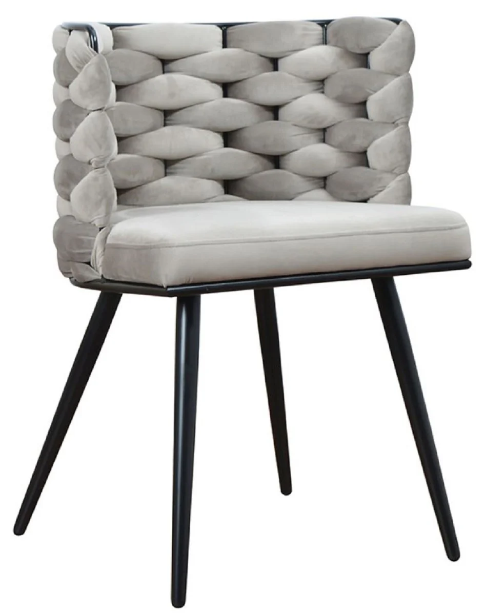 Luxury dining room chair set of 6 gray / black 53 x 46 x H. 75 cm - Luxury kitchen chairs - Dining room furniture - Kitchen furniture - Luxury furniture - Luxury furnishings - Dining room furnishings