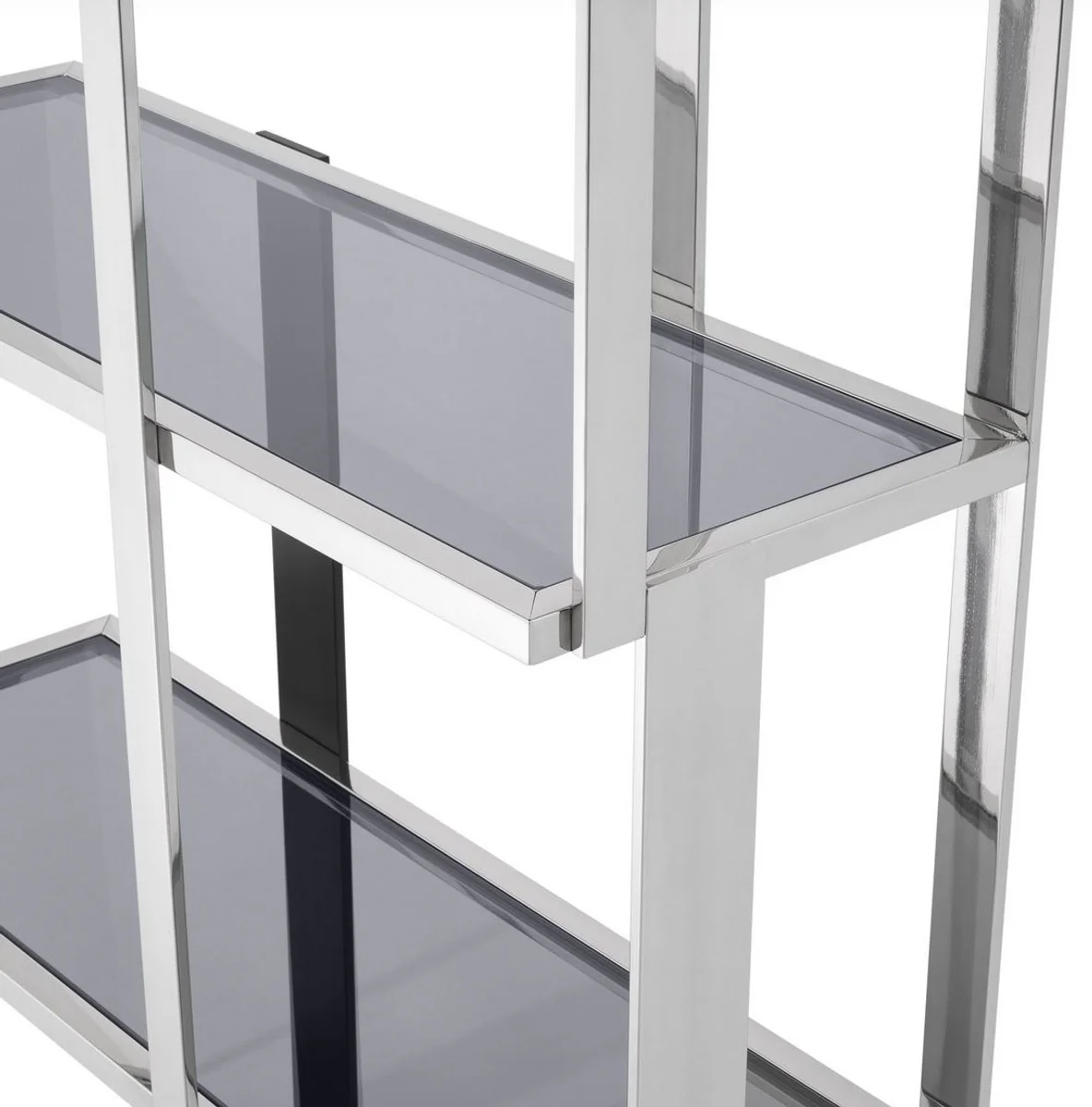 Luxury shelf cabinet silver / black / gray 100 x 37 x H. 240.5 cm - stainless steel cabinet - living room cabinet - office cabinet - luxury furniture