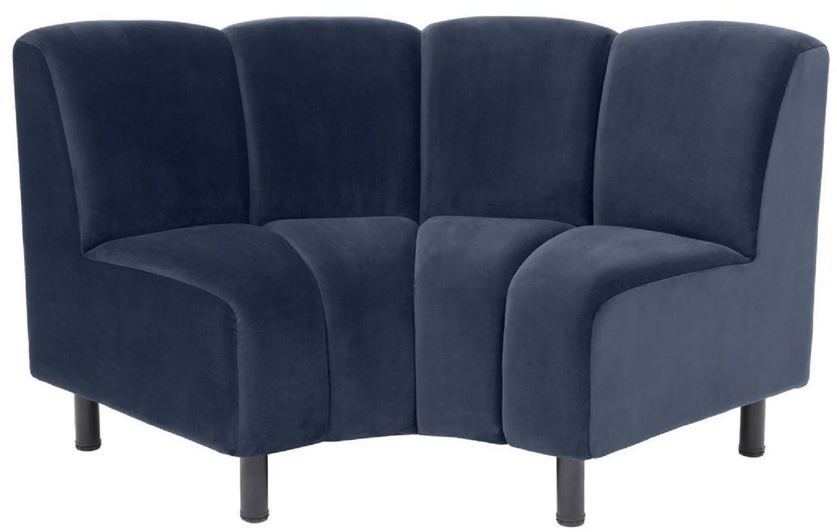 Luxury velvet couch midnight blue / black 114 x 75 x H. 87 cm - Curved & Expandable Living Room Sofa - Luxury Furniture