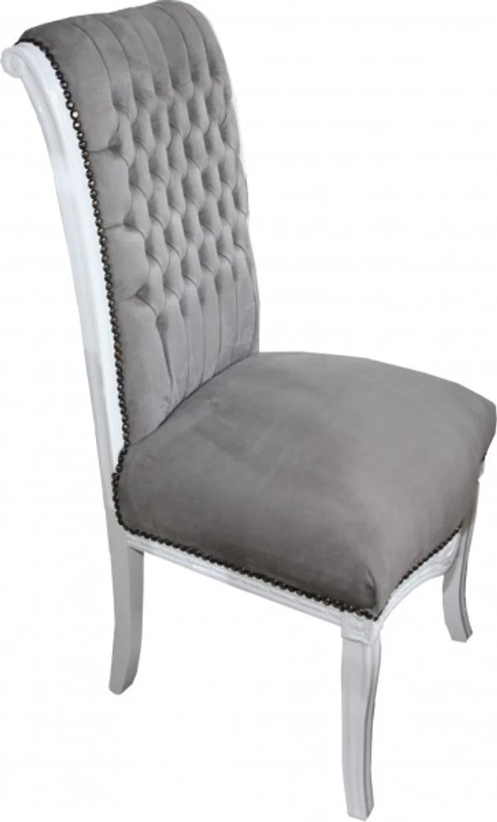 Baroque high-back dining room chair grey/white - high-back chair furniture - baroque furniture