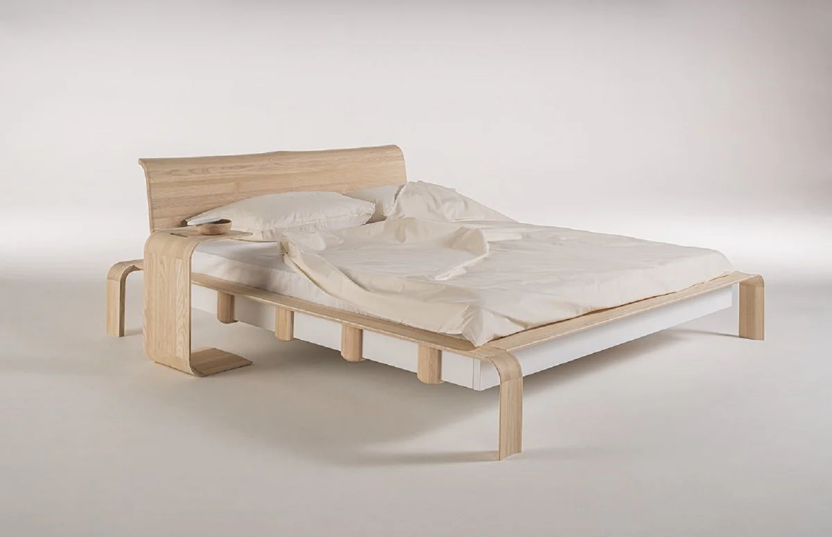 Luxury solid wood double bed natural colors - various sizes