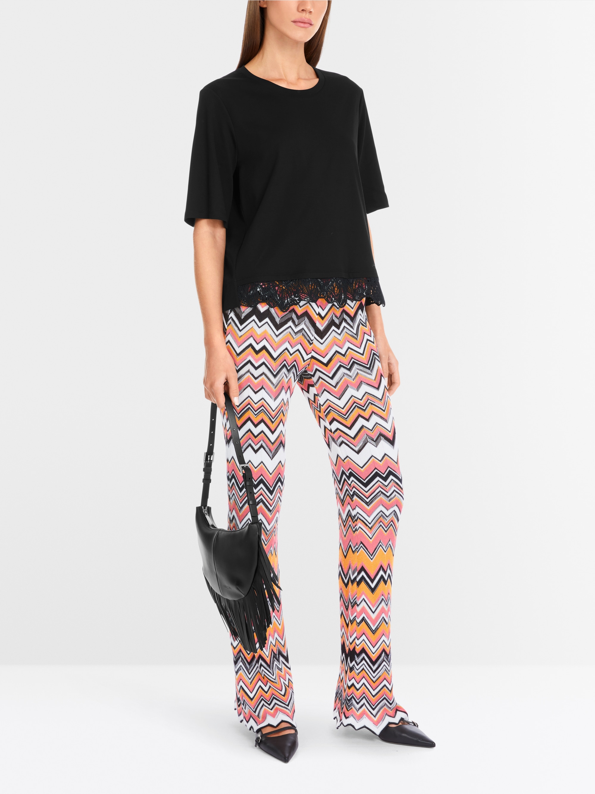 Marc-Cain T-Shirt mit zarter Spitze