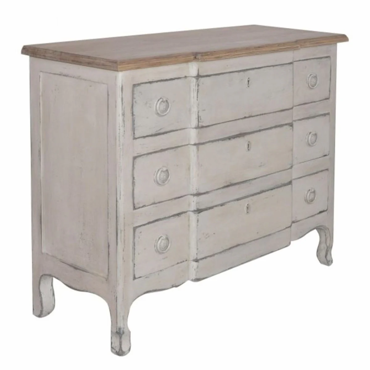 Country house style chest of drawers with 3 drawers antique gray / brown 100 cm - country house style furniture