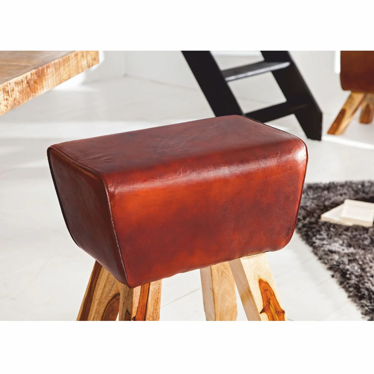 Designer genuine leather bar chair brown - bar stool - furniture restaurant hotel