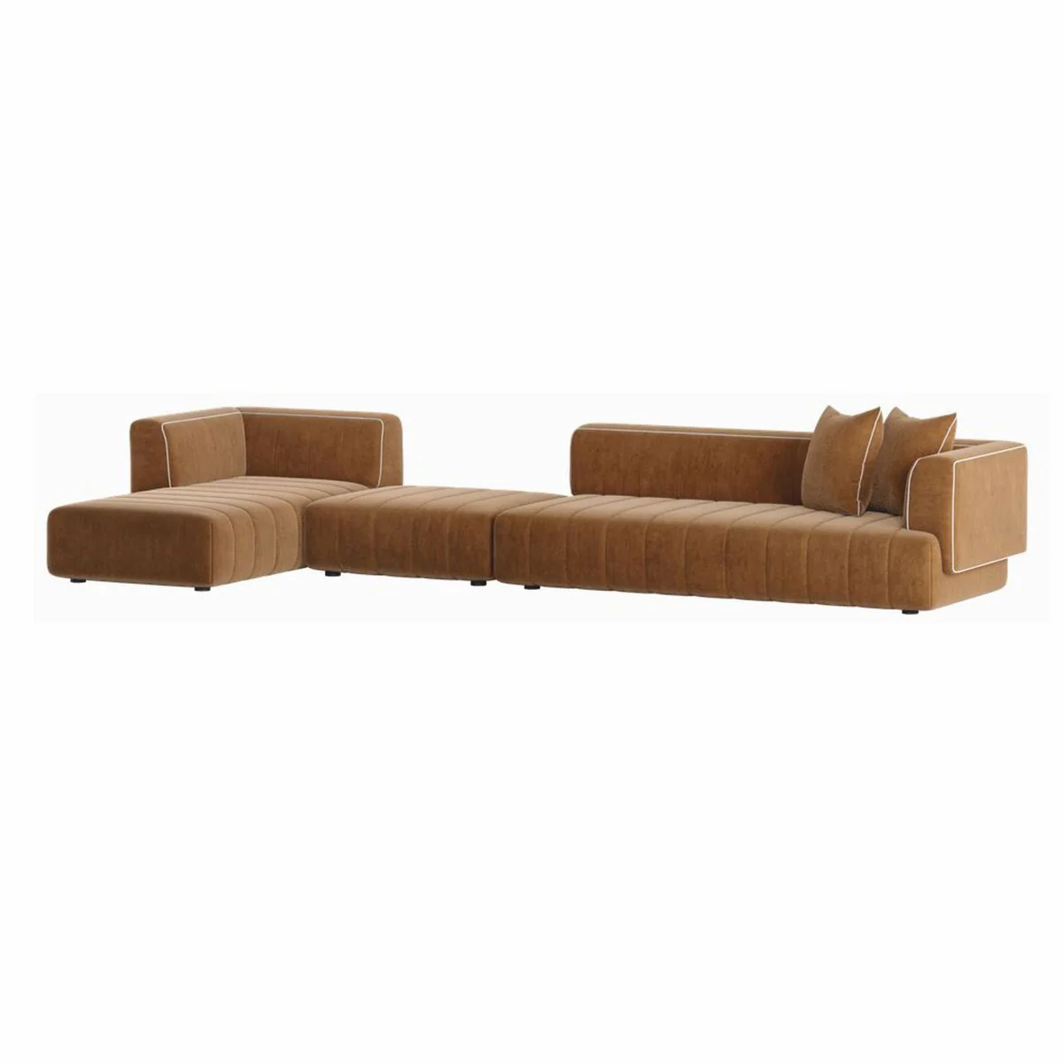 Luxus Ecksofa Linke Seite Braun / Weiß 420 cm - Modulares Wohnzimmer & Hotel Sofa