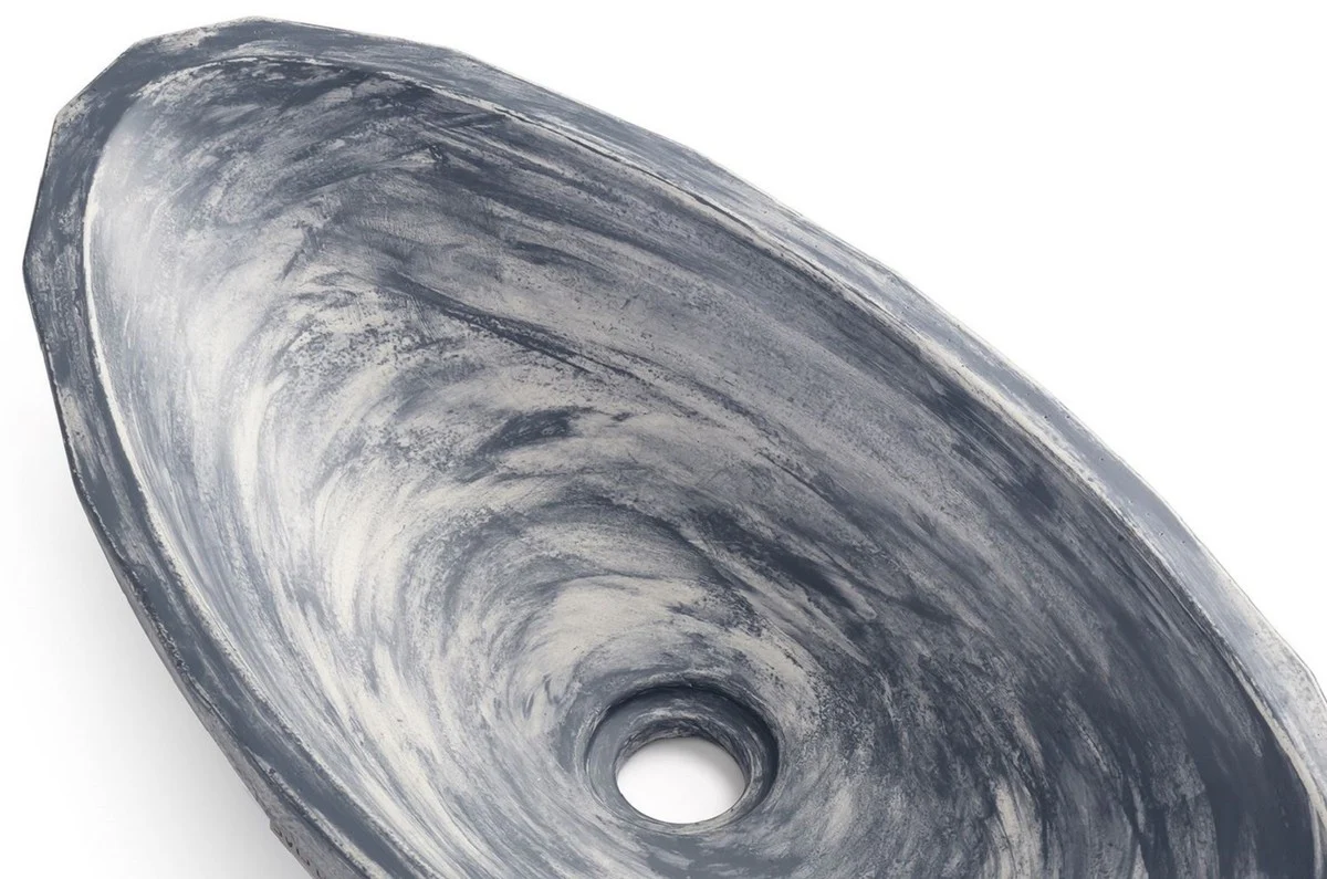 Luxury washbasin bowl gray / white 60.9 x 29.7 x H. 11.9 cm - Handmade concrete washbasin - Bathroom accessories - Luxury bathroom accessories