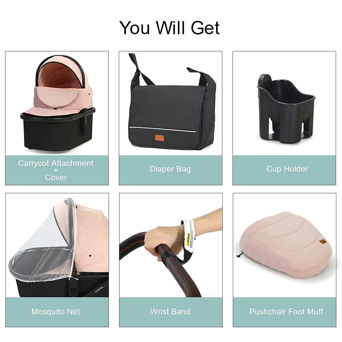 Kinderwagen für Neugeborene und Kleinkinder – Cynebaby 2-in-1 Hochformat, umwandelbar, umkehrbar, stoßfest, Stubenwagen, Kinderwagen, Kinderwagen, mit Getränkehalter, Fußsack und Wickeltasche (grün)