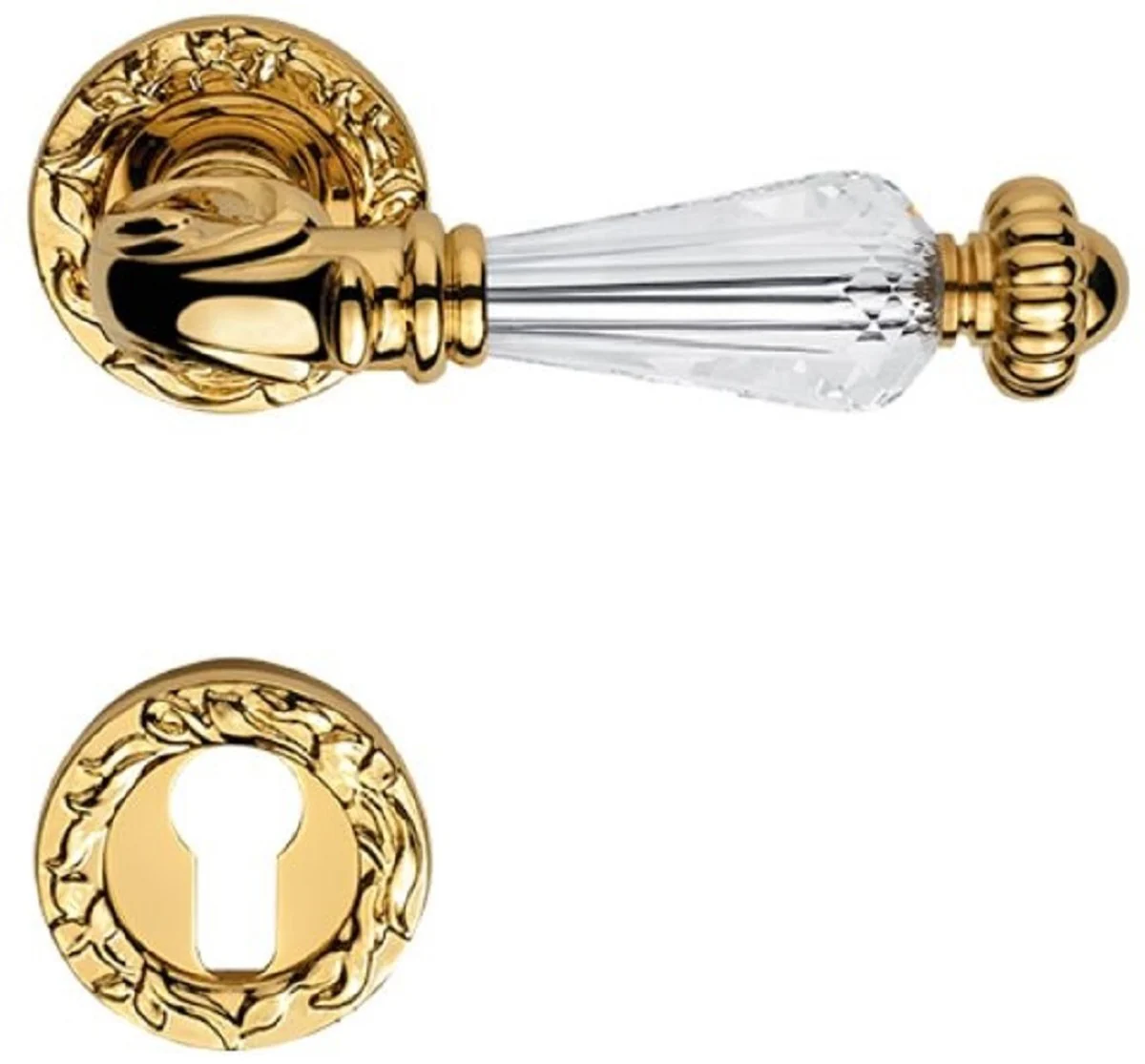 Luxury baroque brass door handle set with Swarovski crystal glass gold 13.7 x H. 5.3 cm - luxury quality