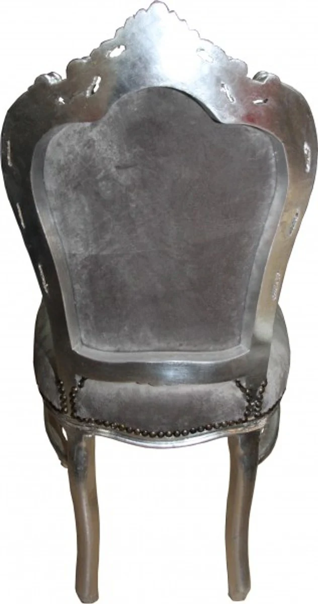 Baroque dining room chair grey/silver with bling bling rhinestones - antique style