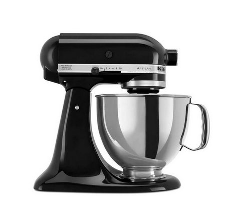 Artisan 5 Qt. 10-Speed Onyx Black Stand Mixer mit Flat Beater, 6-Wire Whip und Dough Hook Attachments