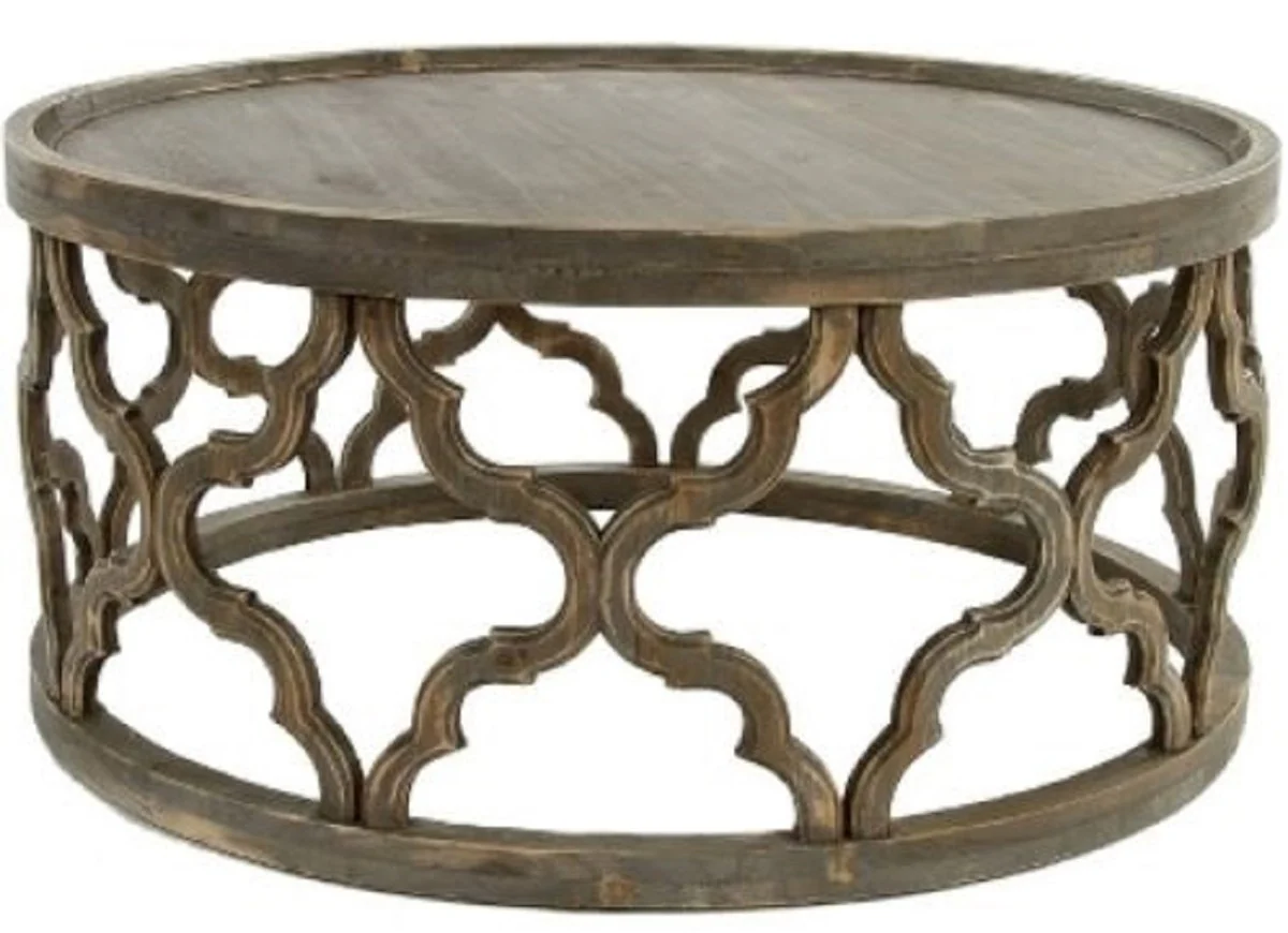 Designer coffee table brown Ø 80 x H. 37 cm - Modern round wooden living room table