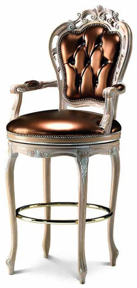 Luxury baroque bar chair with armrests copper - Made in Italy