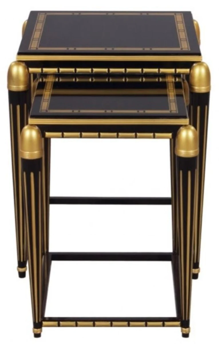 Luxury living room side table set black / gold 45 x 45 x H. 54 cm - Luxury Furniture