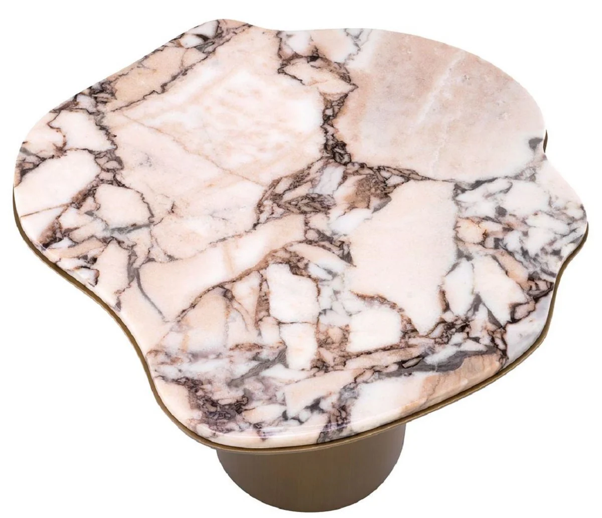 Luxury side table multicolored / brass 58.5 x 60.5 x H. 51 cm - Stainless steel table with marble top - Living room furniture - Luxury furniture - Living room furnishings - Luxury quality
