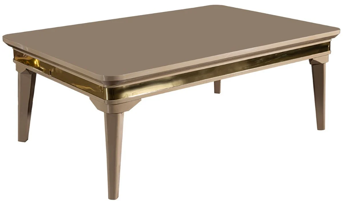 Luxury Art Deco coffee table beige / gold 120 x 80 x H. 45 cm - solid wood living room table - Art Deco living room furniture