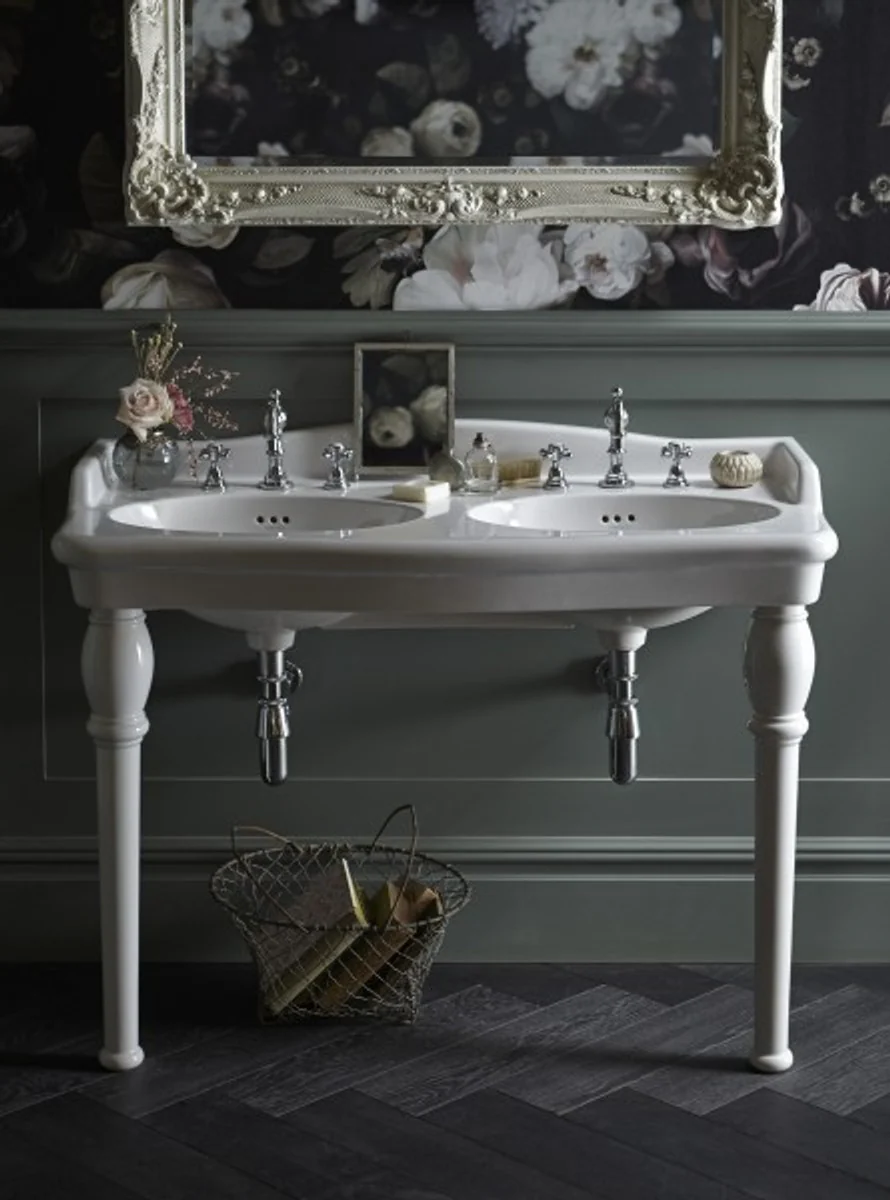 Art Nouveau standing washbasin with 2 sinks white Barocco - Baroque style
