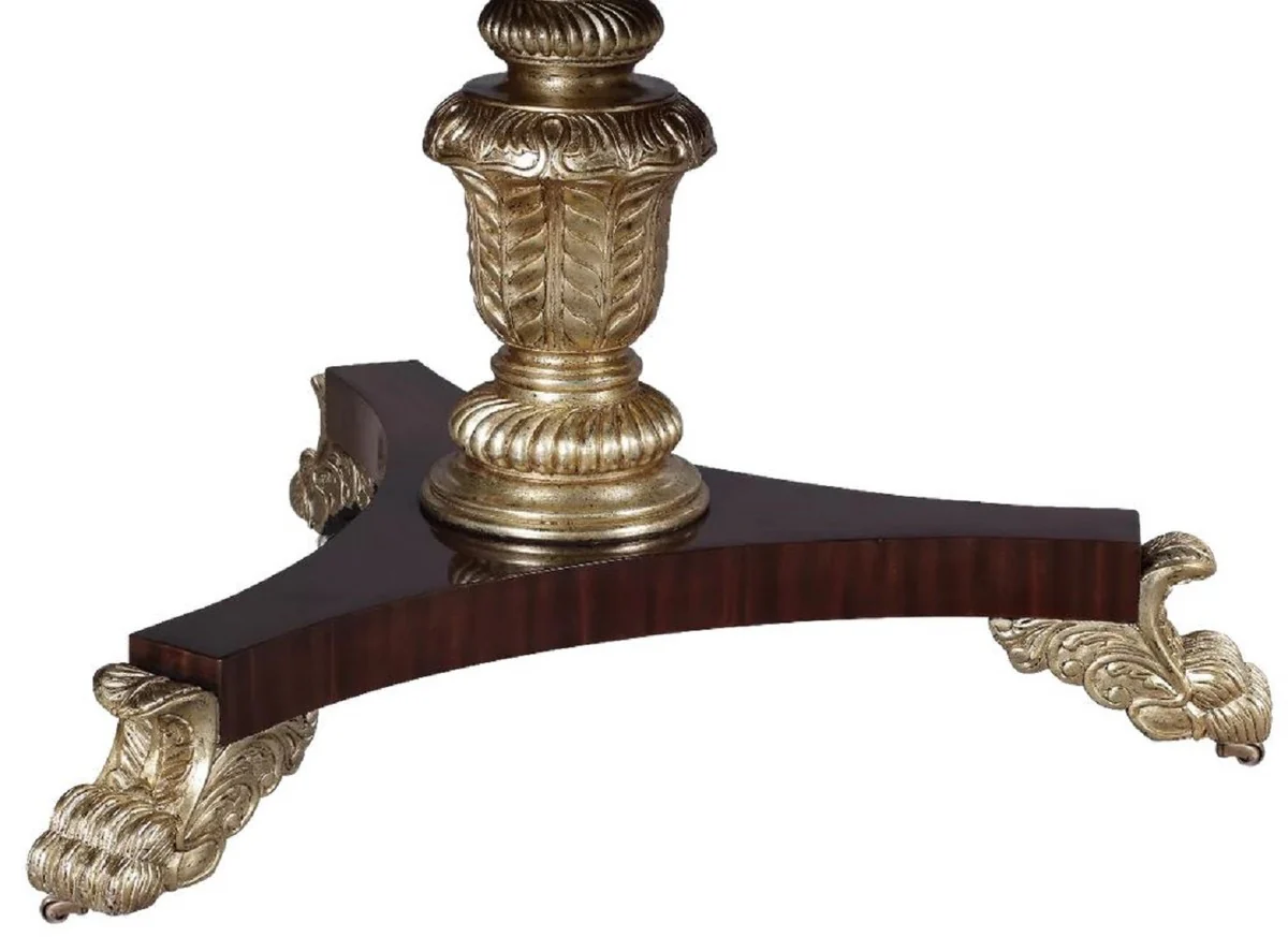 Luxury Baroque Dining Table Dark Brown / Natural / Silver - Oval Baroque Style Solid Wood Kitchen Table - Luxury Dining Room Furniture in Baroque Style - Baroque Dining Room Furniture