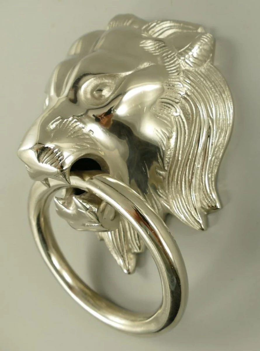 Baroque aluminum door knocker lion silver H. 33 cm - Baroque decorative accessories