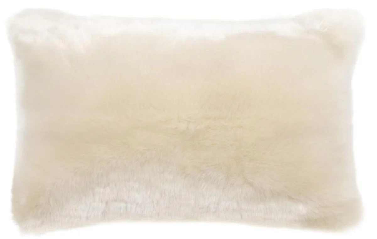 Luxus Kunstfell Kissen Weiß 60 x 40 cm - Wohnzimmer Deko Accessoires