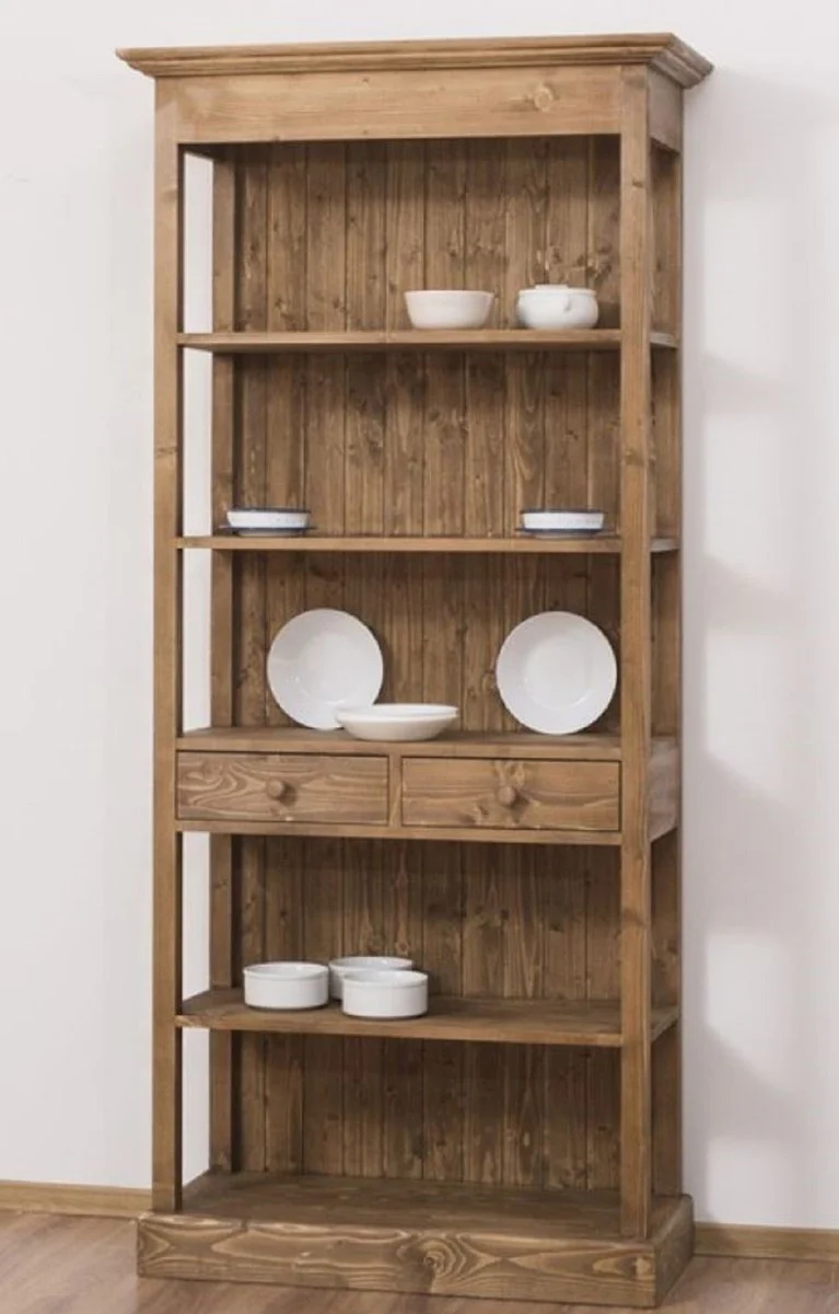 Country house style cupboard brown 91 x 39 x H. 197 cm - country house style solid wood dining room cupboard - country house style solid wood furniture