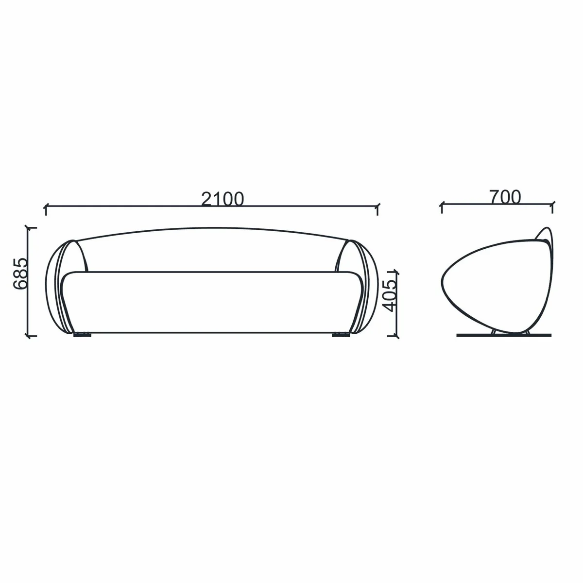 Luxus Sofa 210 cm - Verschiedene Farben - Wohnzimmer & Hotel Möbel