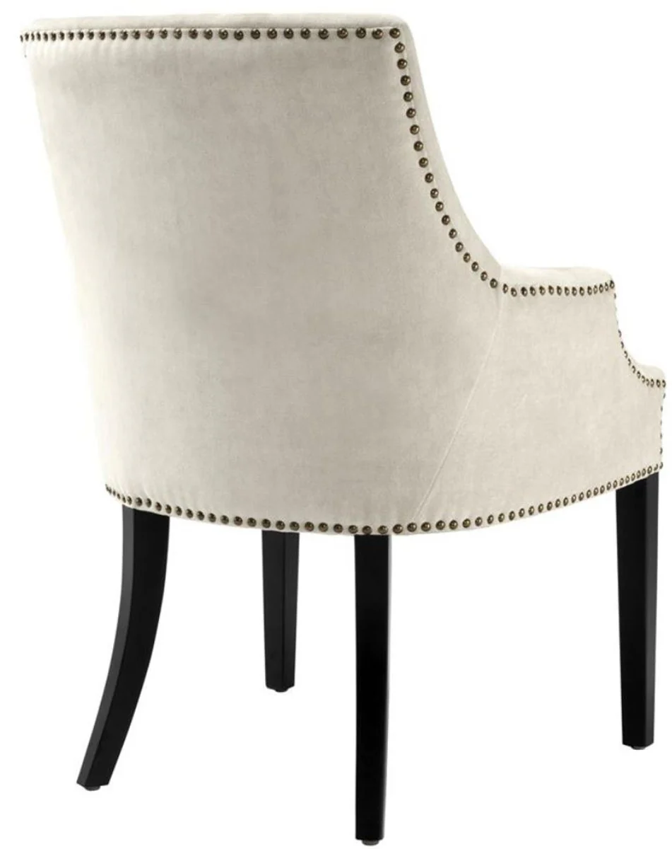 Luxury dining room chair with armrests sand / black 60 x 71 x H. 92 cm - Dining room furniture