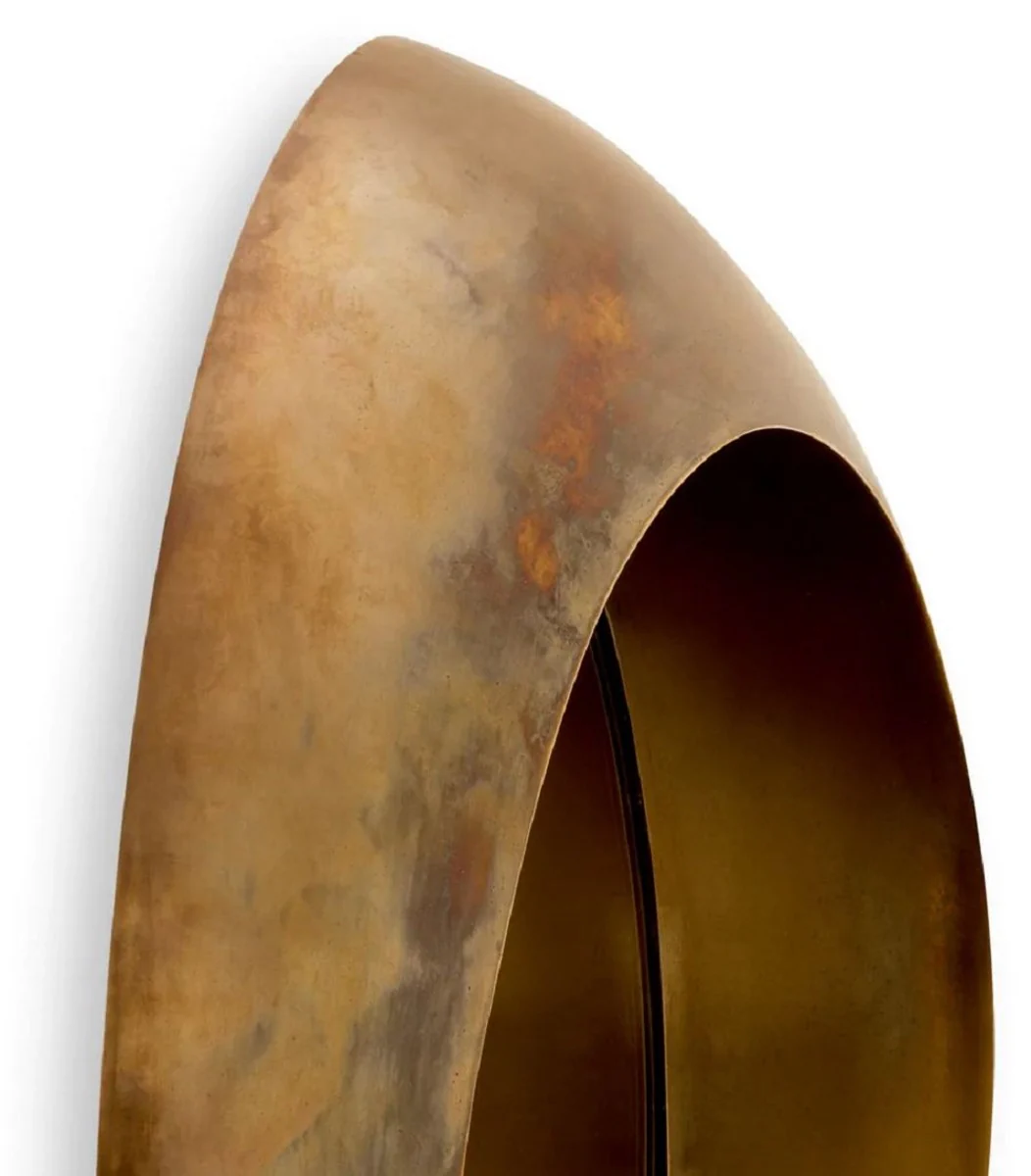 Luxury aluminum wall mirror vintage brass Ø 50 cm - round living room mirror - bedroom mirror - cloakroom mirror - luxury furniture - luxury furnishings