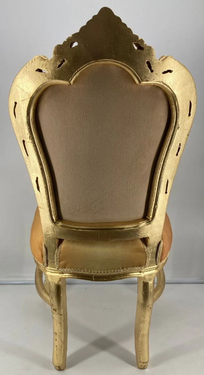 Baroque Dining Chair Gold Pattern / Gold - Handcrafted Antique Style Solid Wood Chair - Baroque Dining Room Furniture