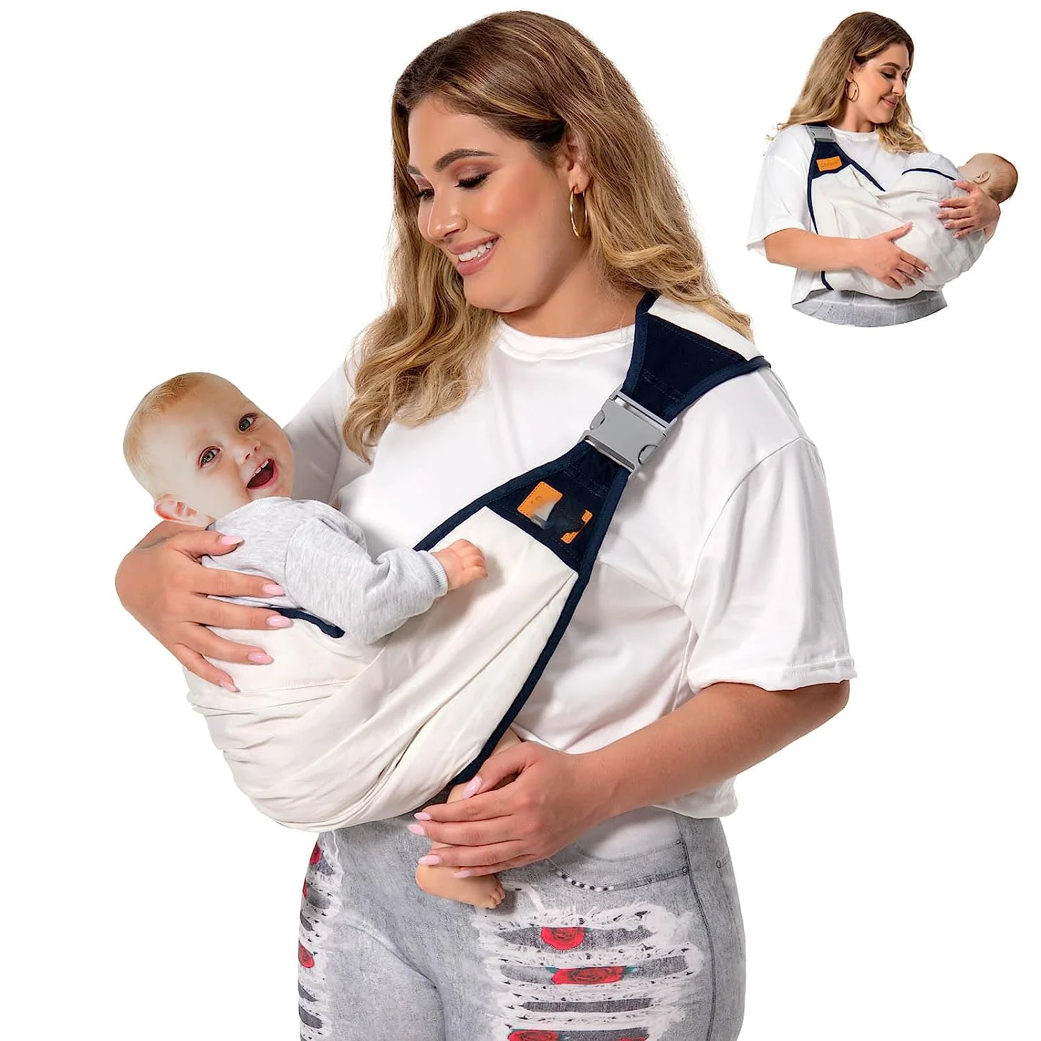 Babytrage für Neugeborene bis Kleinkinder, leichte Babytrage, Babytragetuch, Baby-Hüftsitztrage für Kleinkindertrage, Babyhaltertrage, Stilltrage, Tragkraft 3,6–20,3 kg, Grau