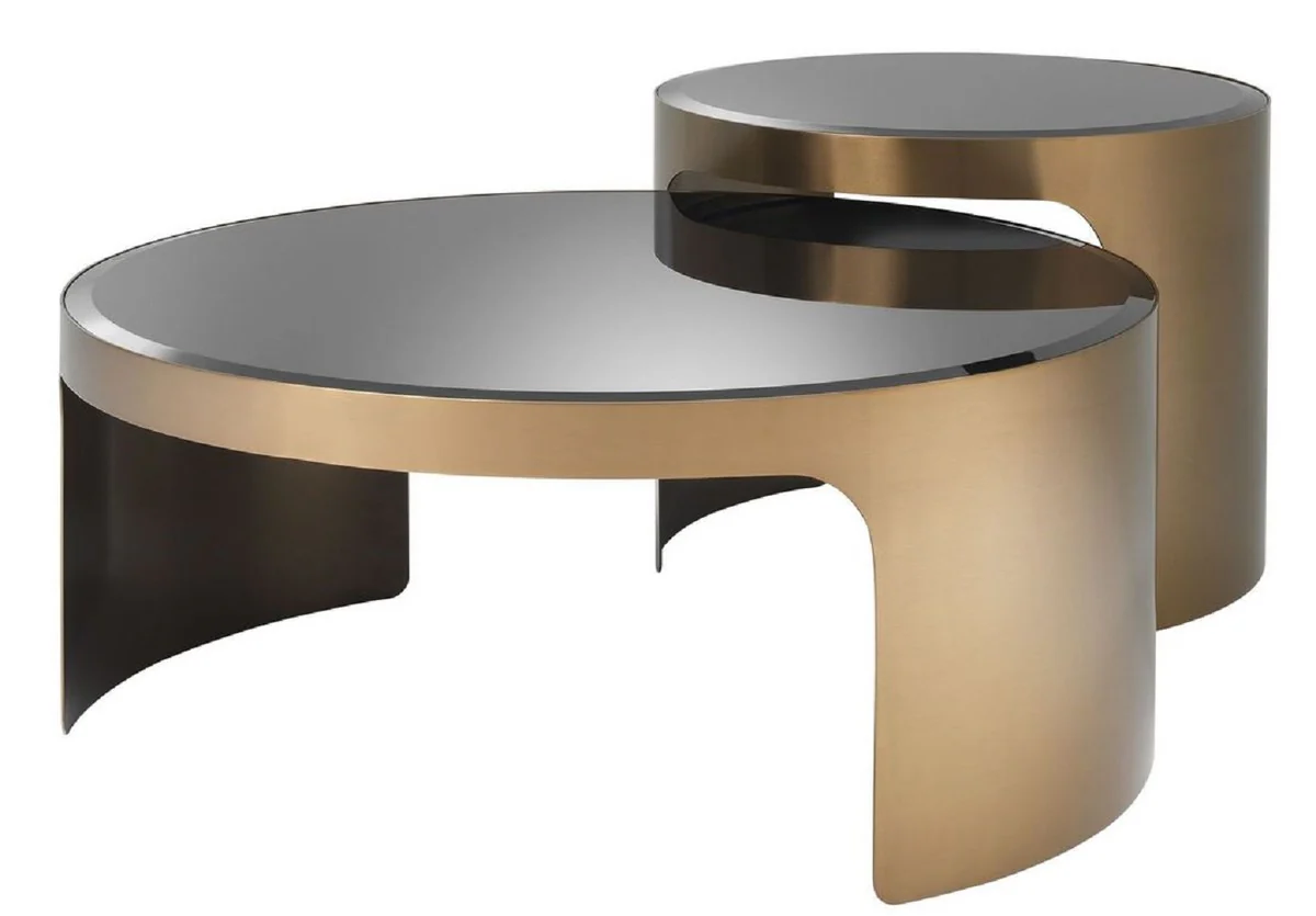 Designer coffee table set copper / black - luxury stainless steel living room tables with glass tops - luxury living room furniture