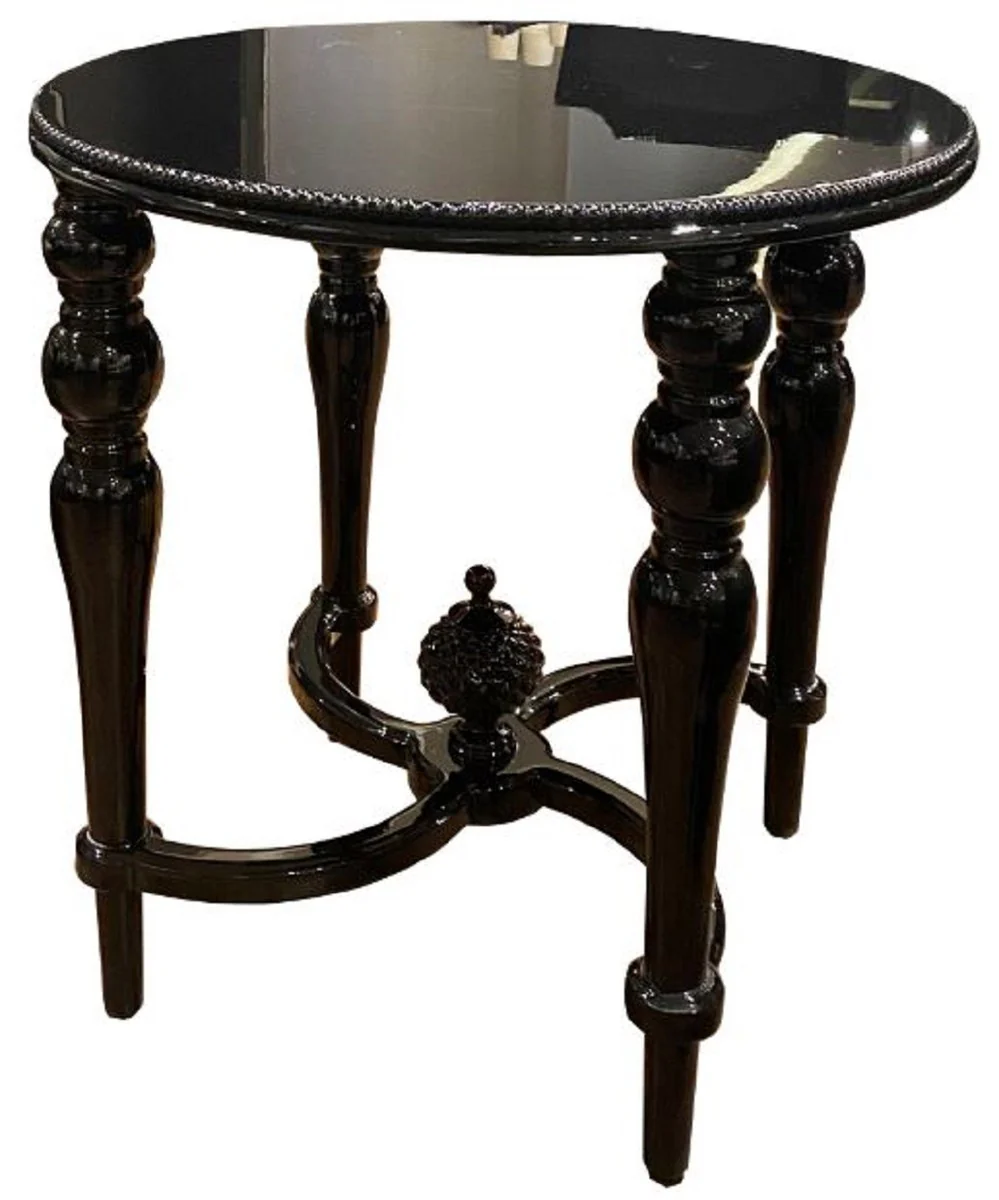Luxury Baroque Side Table Black - Handcrafted Solid Wood Table - Baroque Living Room Furniture