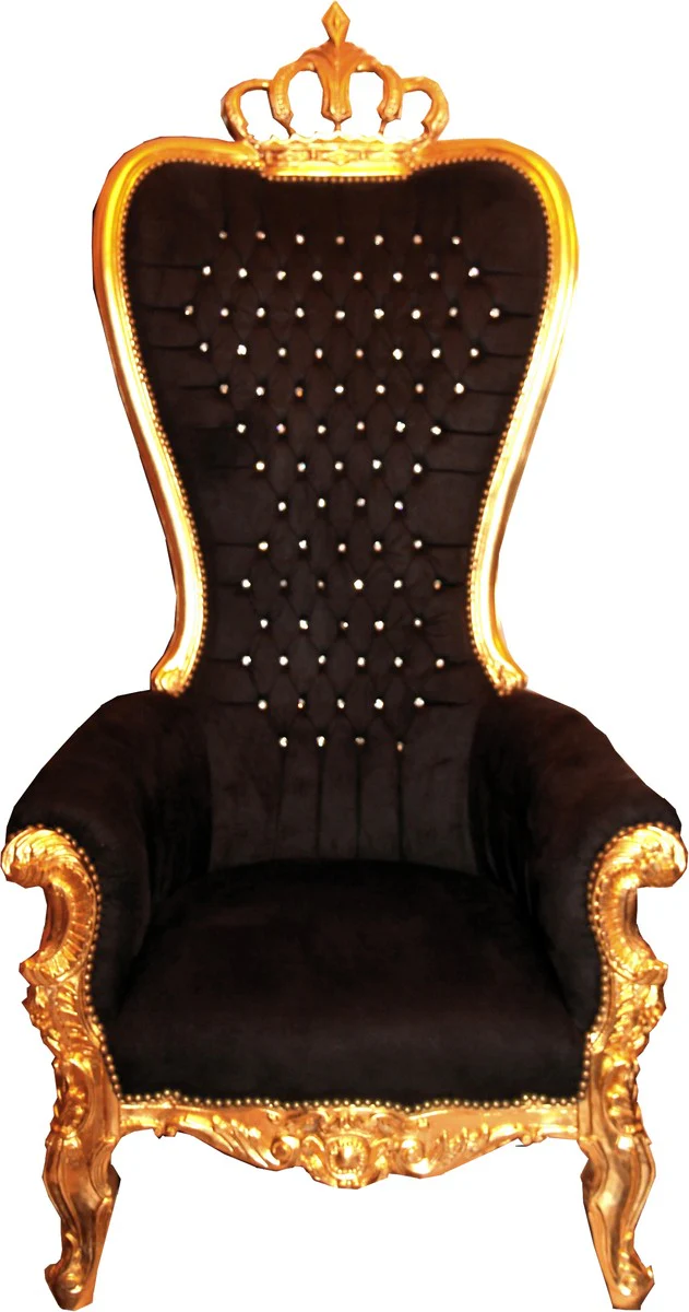 Majestic Harald Glööckler luxury baroque throne armchair Pompöös by black / gold