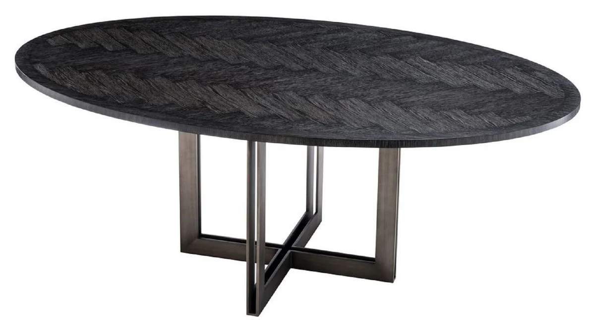 Luxury dining table black / bronze 200 x 120 x H. 76 cm - Oval kitchen table - Luxury dining room furniture