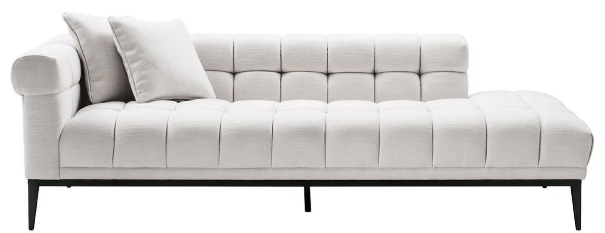 Luxury lounge sofa white / black 223 x 98 x H. 69 cm - left-sided living room sofa with 2 cushions - luxury quality