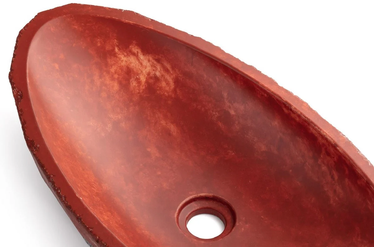Luxury washbasin bowl red / white 60.9 x 29.7 x H. 11.9 cm - Handmade concrete washbasin - Bathroom accessories - Luxury bathroom accessories