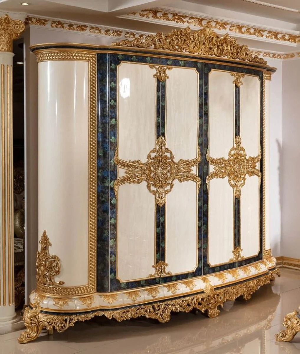 Luxury Baroque Bedroom Wardrobe White / Blue / Gold - Magnificent Wardrobe in Baroque Style - Baroque Bedroom & Hotel Furniture - Noble & Magnificent
