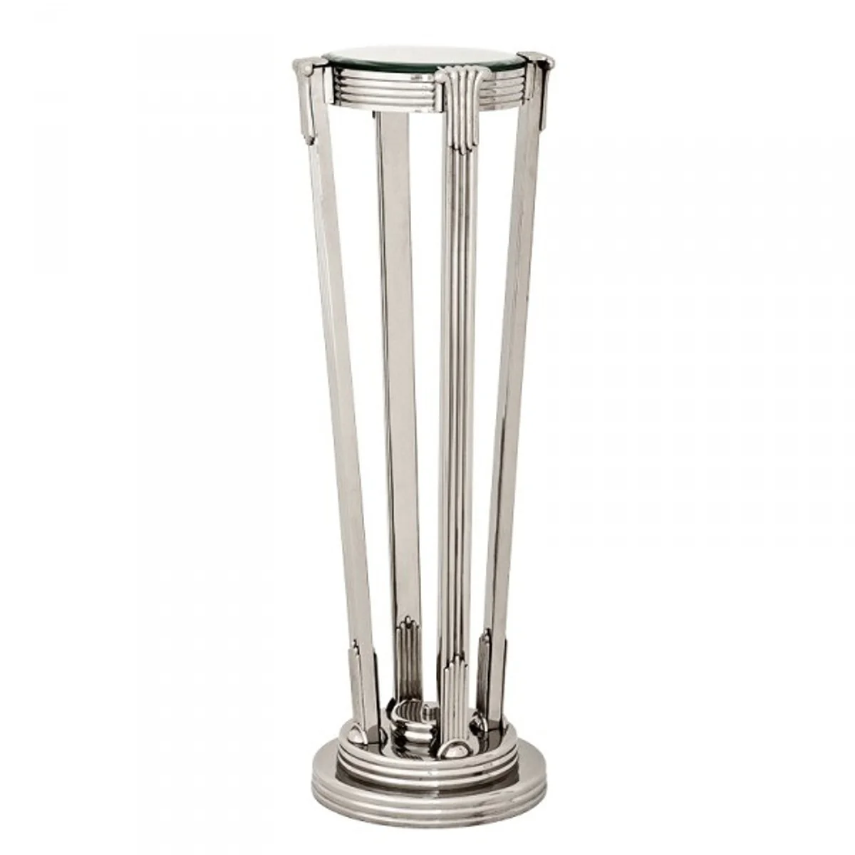 Luxury Baroque side table / column brass vintage nickel finish 36 x H 105.5 cm - Table Furniture